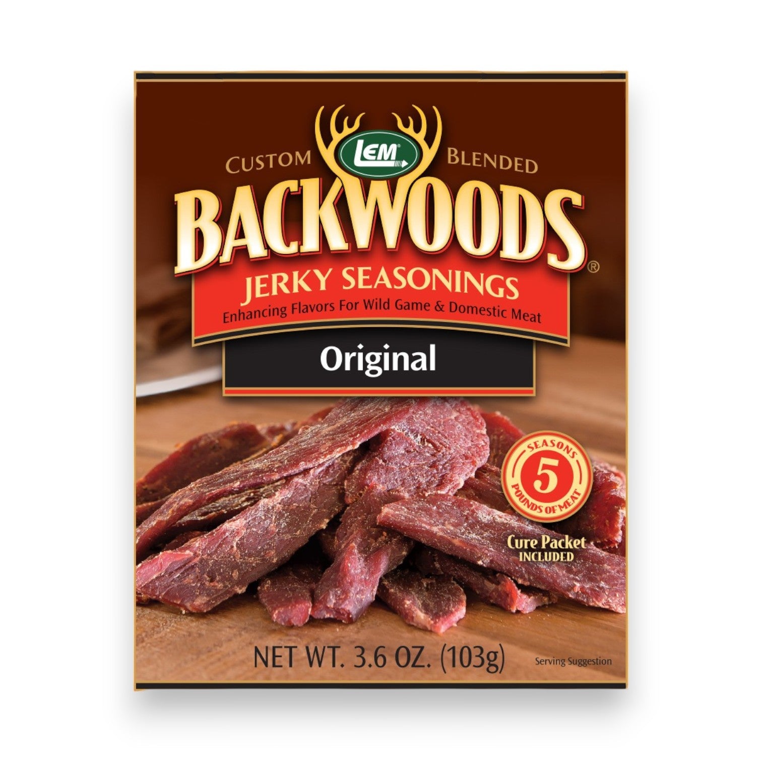 Backwoods Original Jerky Seasoning makes 5 lbs..
