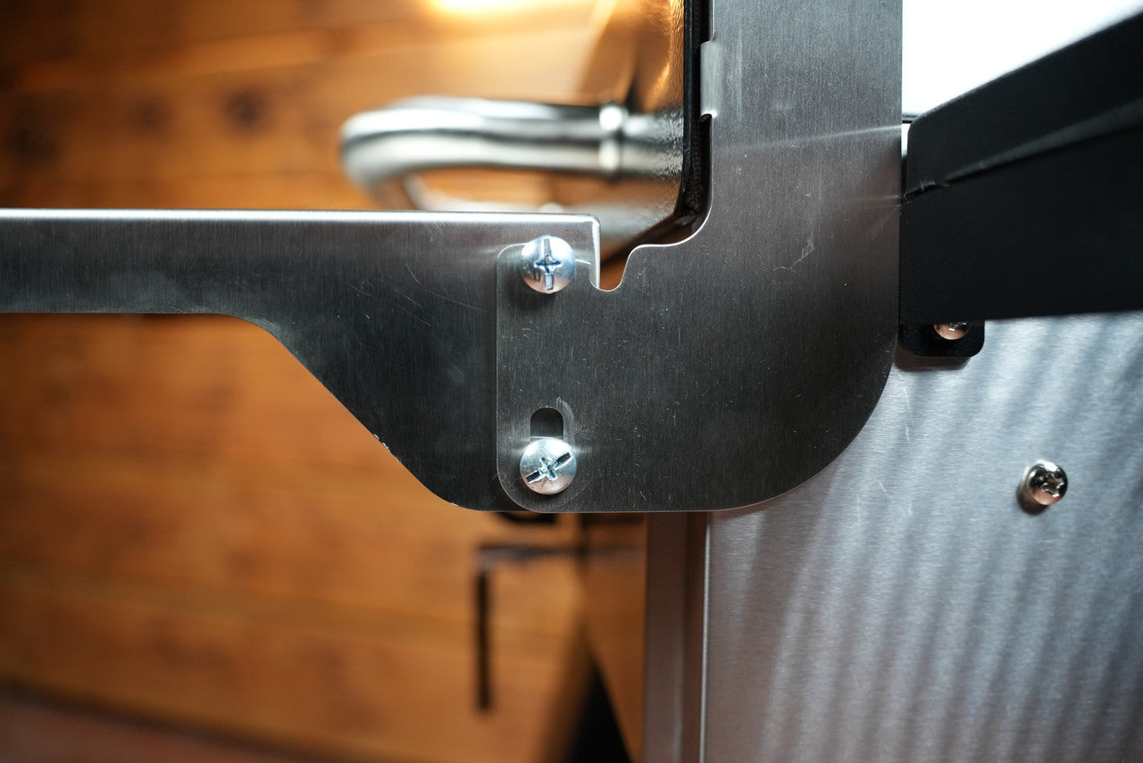 Tactical Stainless Folding Front Shelf for Camp Chef Woodwind 36 / Pro 36 / CL 36.
