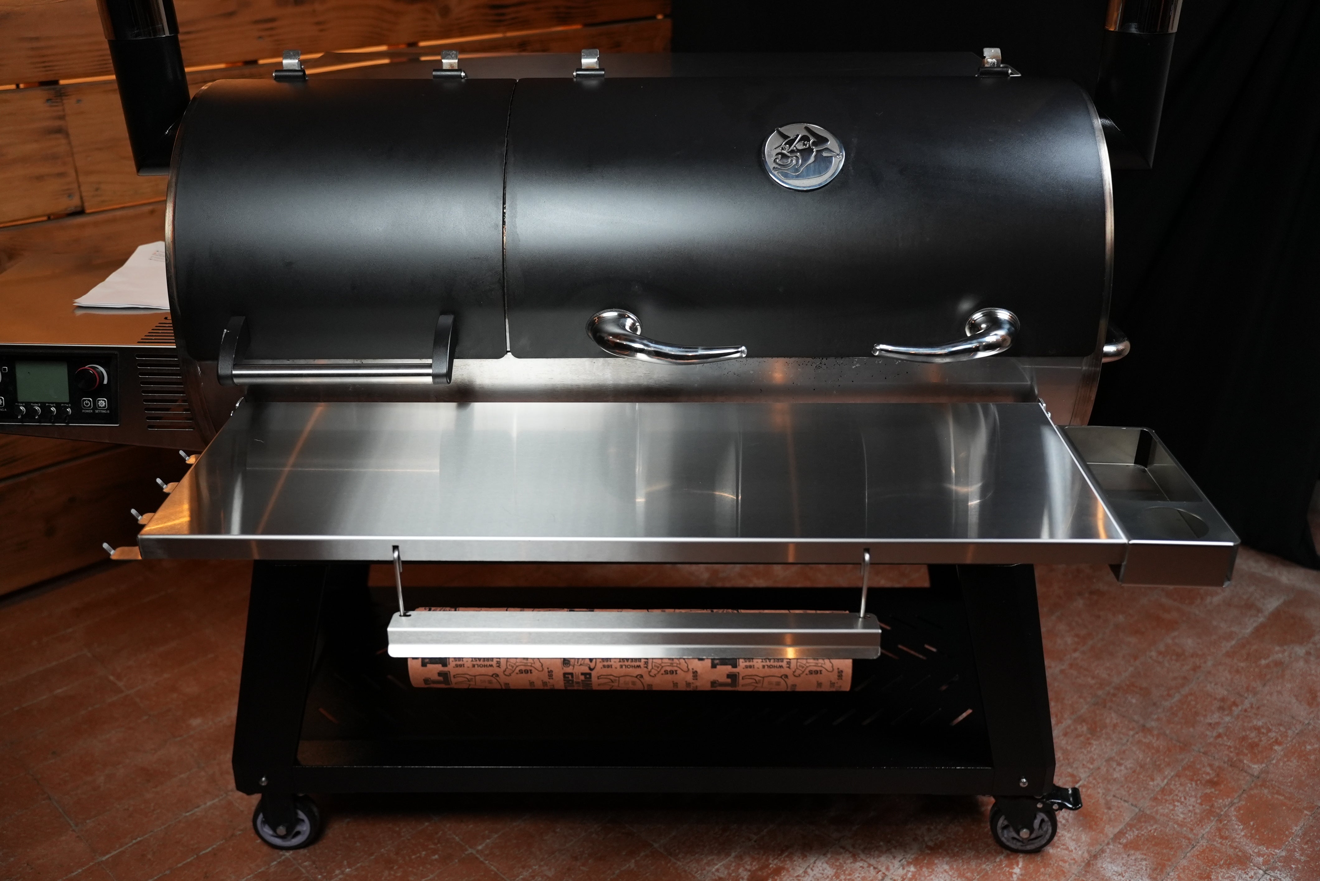 Tactical Stainless Folding Front Shelf for Recteq Backyard Beast 1000 & 1200, Flagship XL 1400, DualFire 1200.