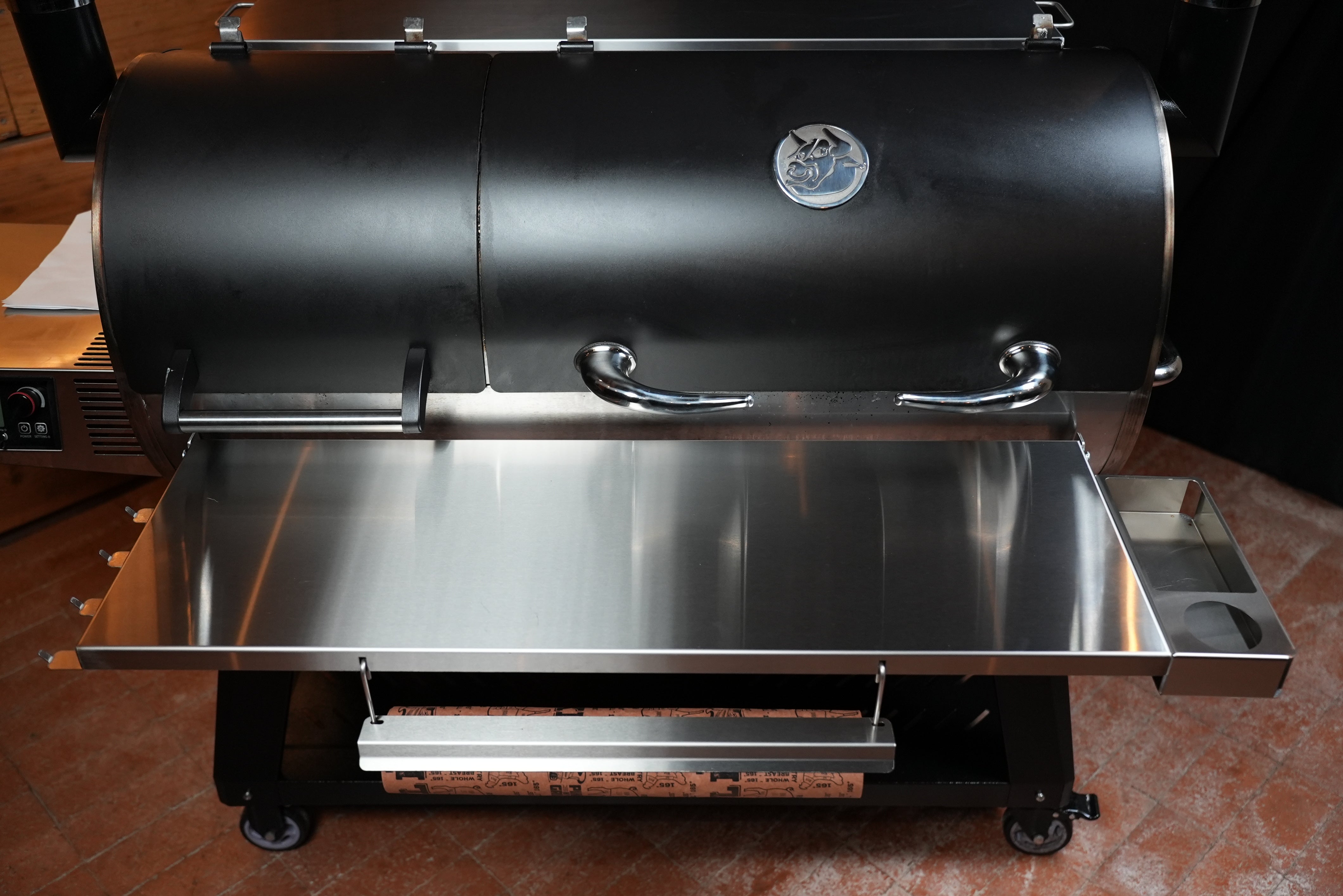 Tactical Stainless Folding Front Shelf for Recteq Backyard Beast 1000 & 1200, Flagship XL 1400, DualFire 1200.