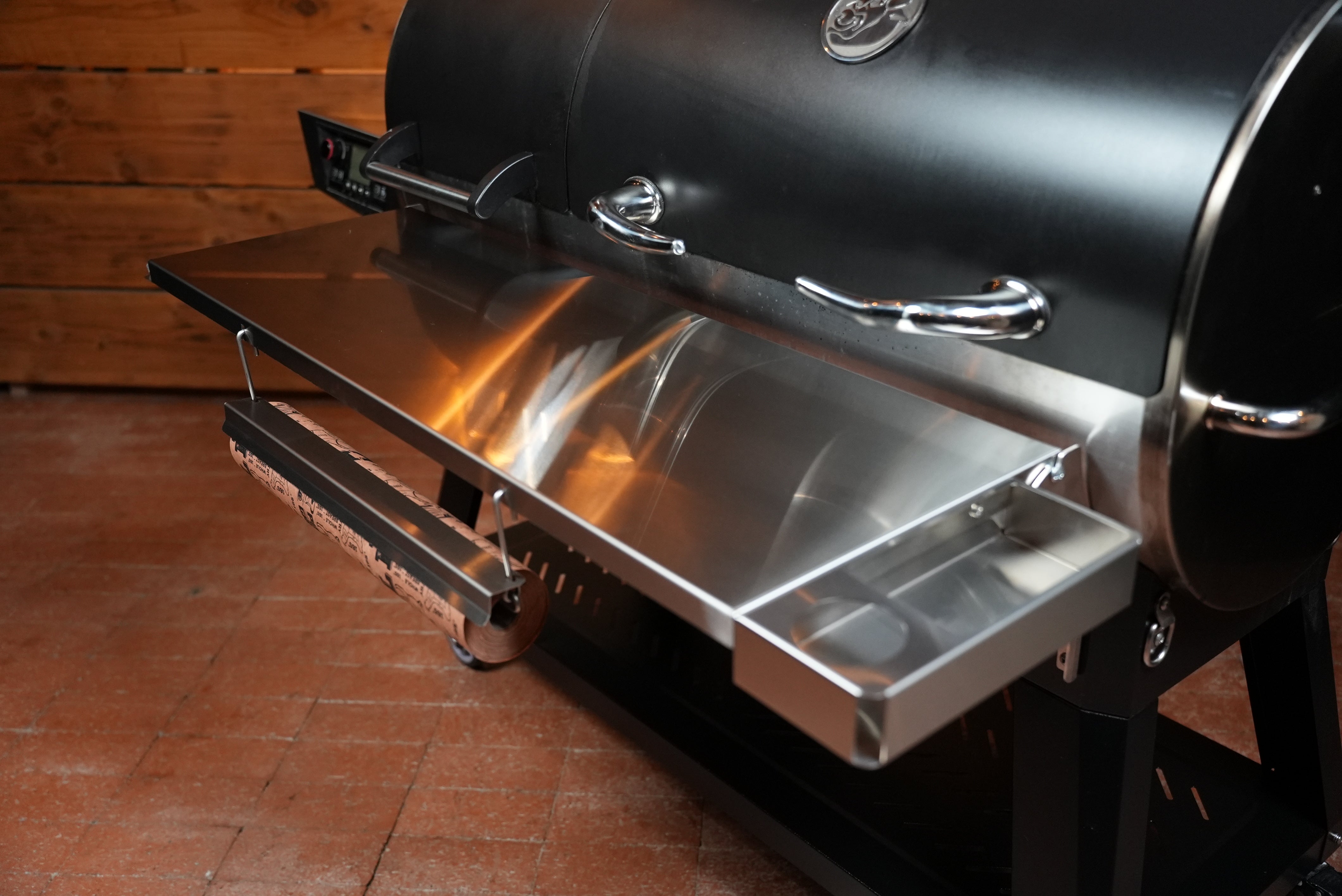 Tactical Stainless Folding Front Shelf for Recteq Backyard Beast 1000 & 1200, Flagship XL 1400, DualFire 1200.