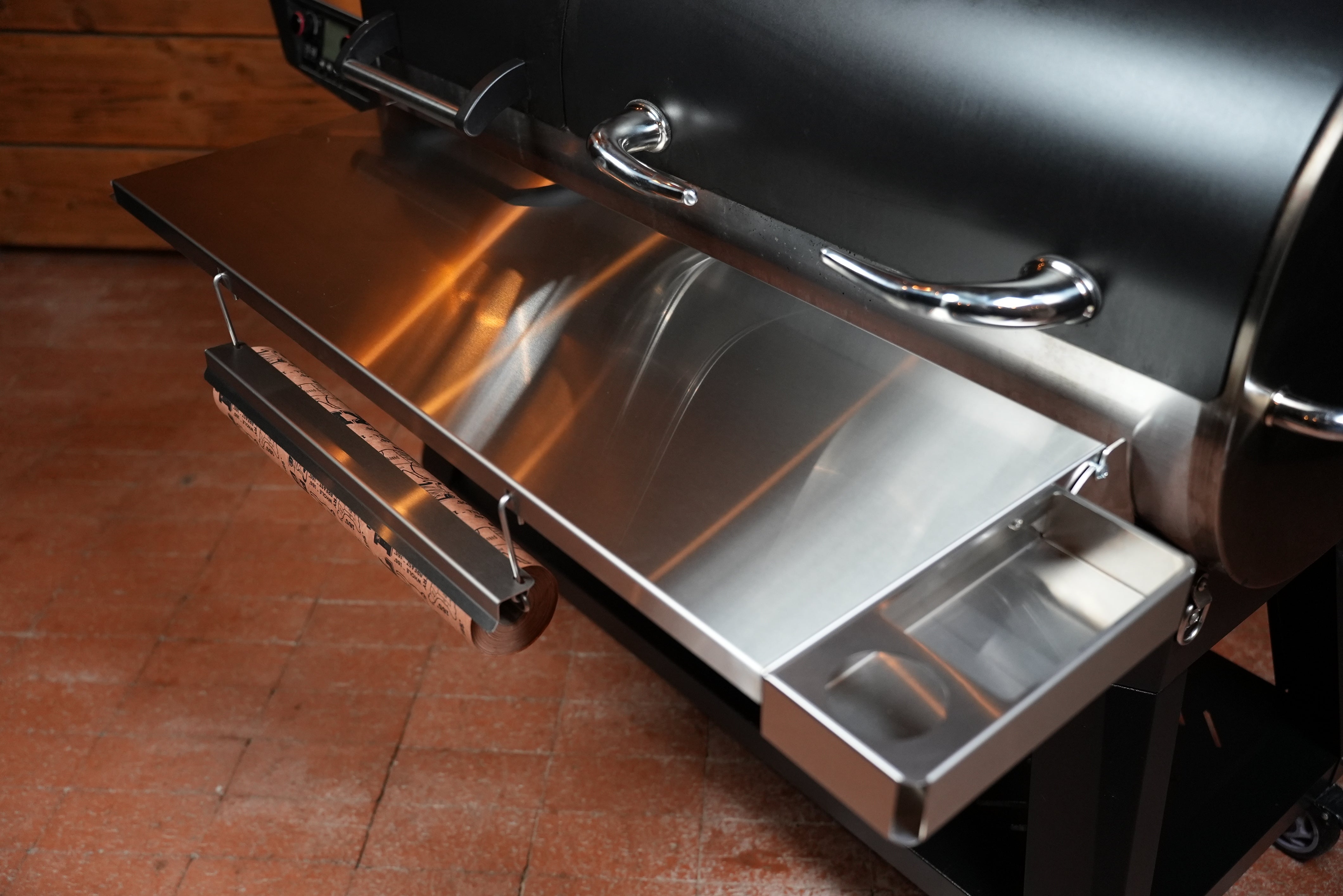 Tactical Stainless Folding Front Shelf for Recteq Backyard Beast 1000 & 1200, Flagship XL 1400, DualFire 1200.