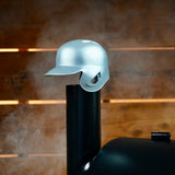 Baseball Batting Helmet BBQ Smoke Stack Chimney Cap - Silver.