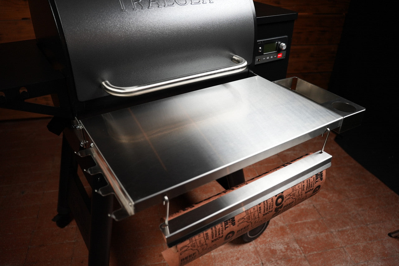 Tactical Stainless Folding Front Shelf for Traeger Pro 22 / Pro 575 / Redland / Ironwood 650.